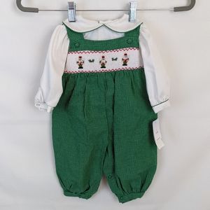 Petit Ami Smocked Holiday Christmas Nutcracker Jumpsuit
